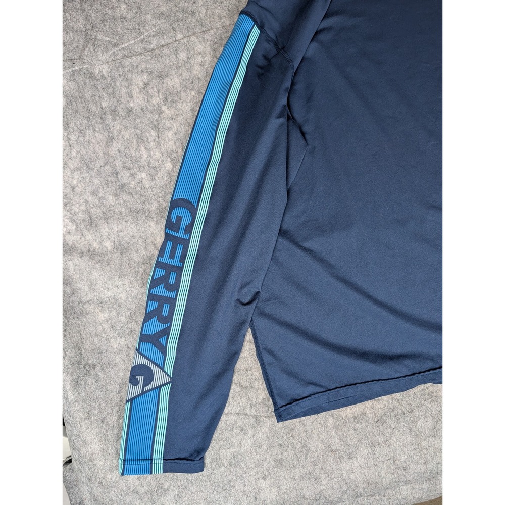 Gerry Mens Long Sleeve Performance Shirt Navy Blue Striped‎ Sleeve Crew Neck XXL - Picture 5 of 7